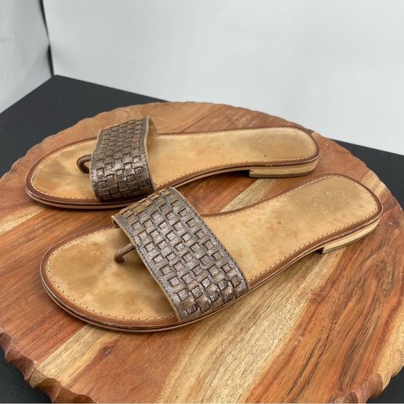 Seychelles Weekender City Slicker Woven Leather Sandals Metallic Pewter Size 9 - Picture 3 of 7
